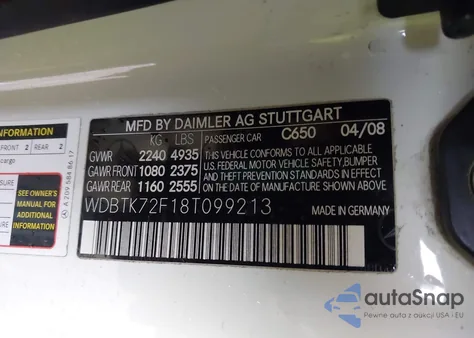 2008 Mercedes-Benz Clk 550 z USA, uszkodzony, nr VIN WDBTK72F18T099213